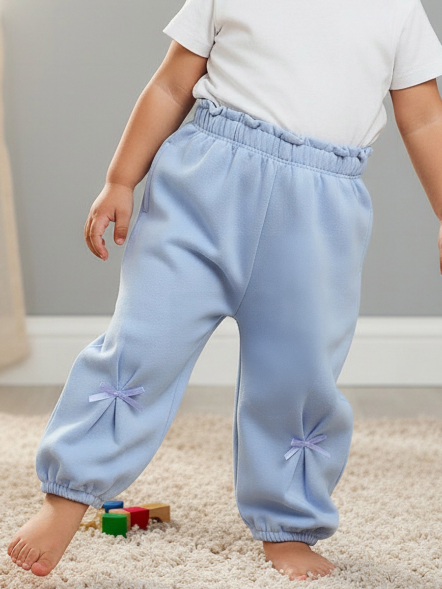 Elasticated Waist Joggers with Bow Applique