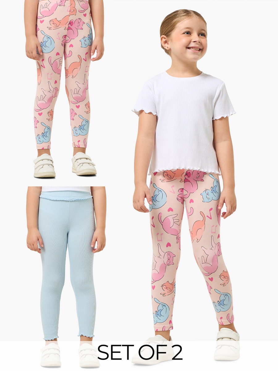 Pack of 2 Leggings with Elasticated Waist