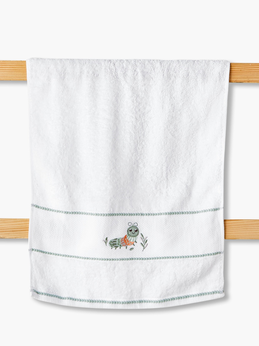 38x76 cm Baby Towel with Caterpillar Embroidery