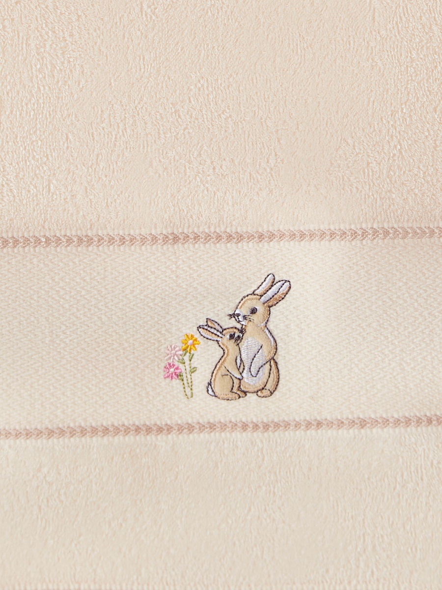 38x76 cm Baby Towel with Bunny Embroidery