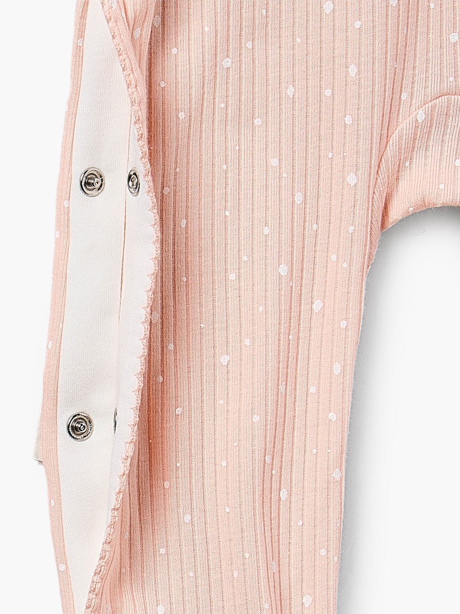 Cotton Round Neck Long Sleeves Sleepsuit with Giraffe Embroidery