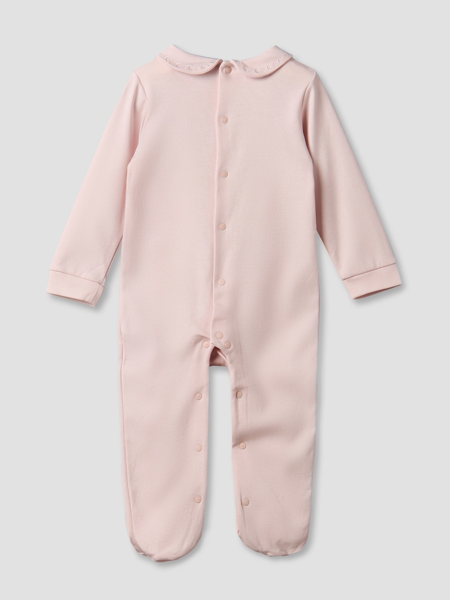 Cotton Collared Neck Long Sleeve Sleepsuit with Embroidery