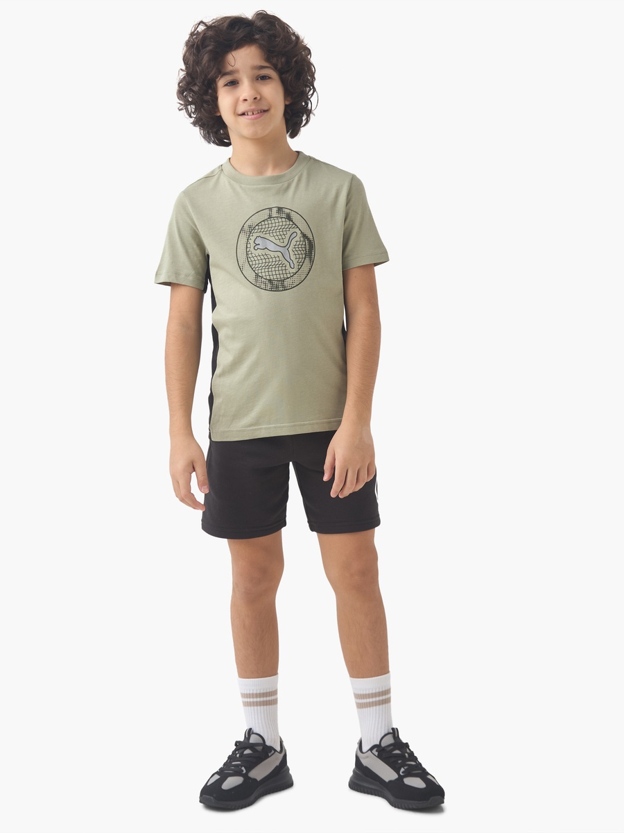 Boys Cotton Crew Neck T-Shirt with Graphic Print and Short Sleeves