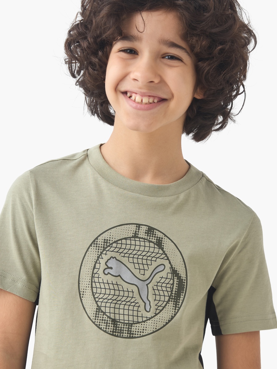 Boys Cotton Crew Neck T-Shirt with Graphic Print and Short Sleeves