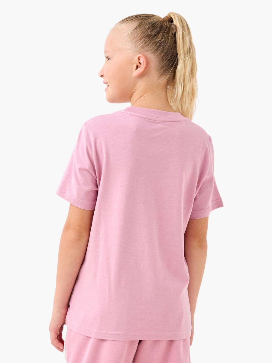 Girls Cotton Crew Neck T-Shirt with Logo Print and Short Sleeves