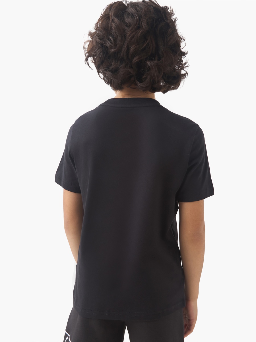 Boys Cotton Crew Neck T-Shirt with Logo Print and Short Sleeves