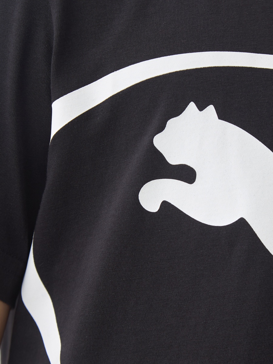 Boys Cotton Crew Neck T-Shirt with Logo Print and Short Sleeves