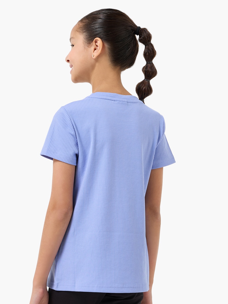 Crew Neck Short Sleeves T-Shirt with Ribbed Design