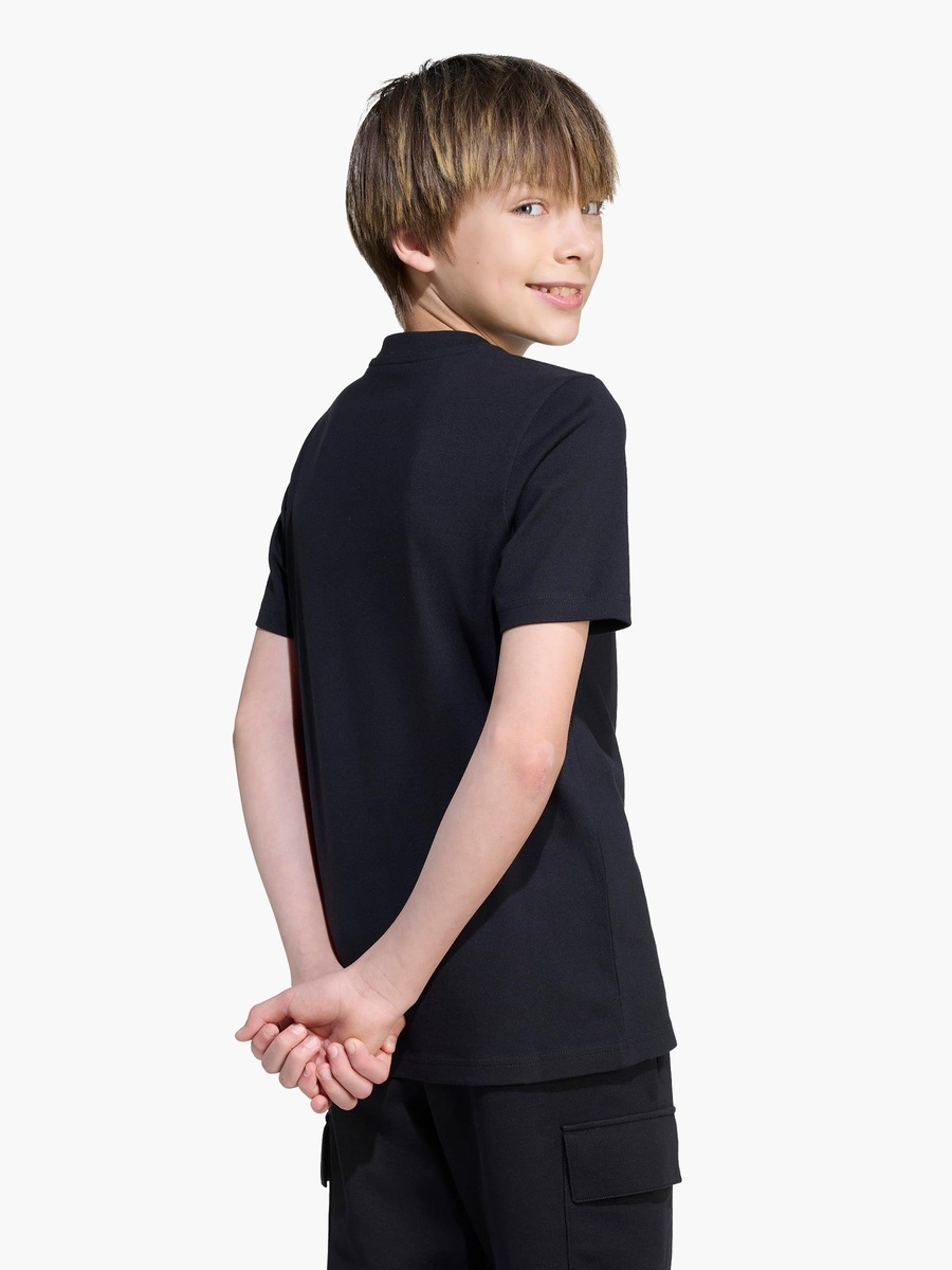 Boys Cotton Crew Neck T-Shirt with Logo Print and Short Sleeves