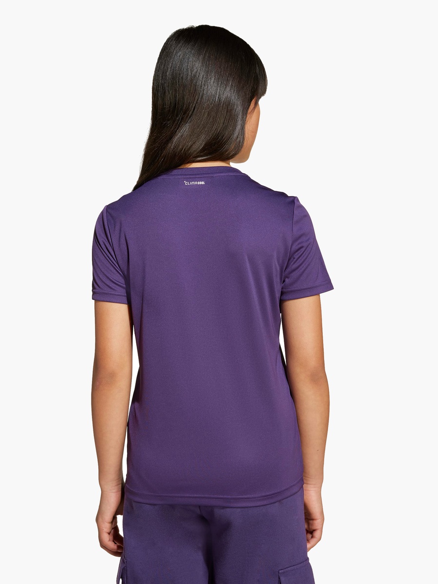 Girls Crew Neck T-Shirt with Logo Print and Short Sleeves