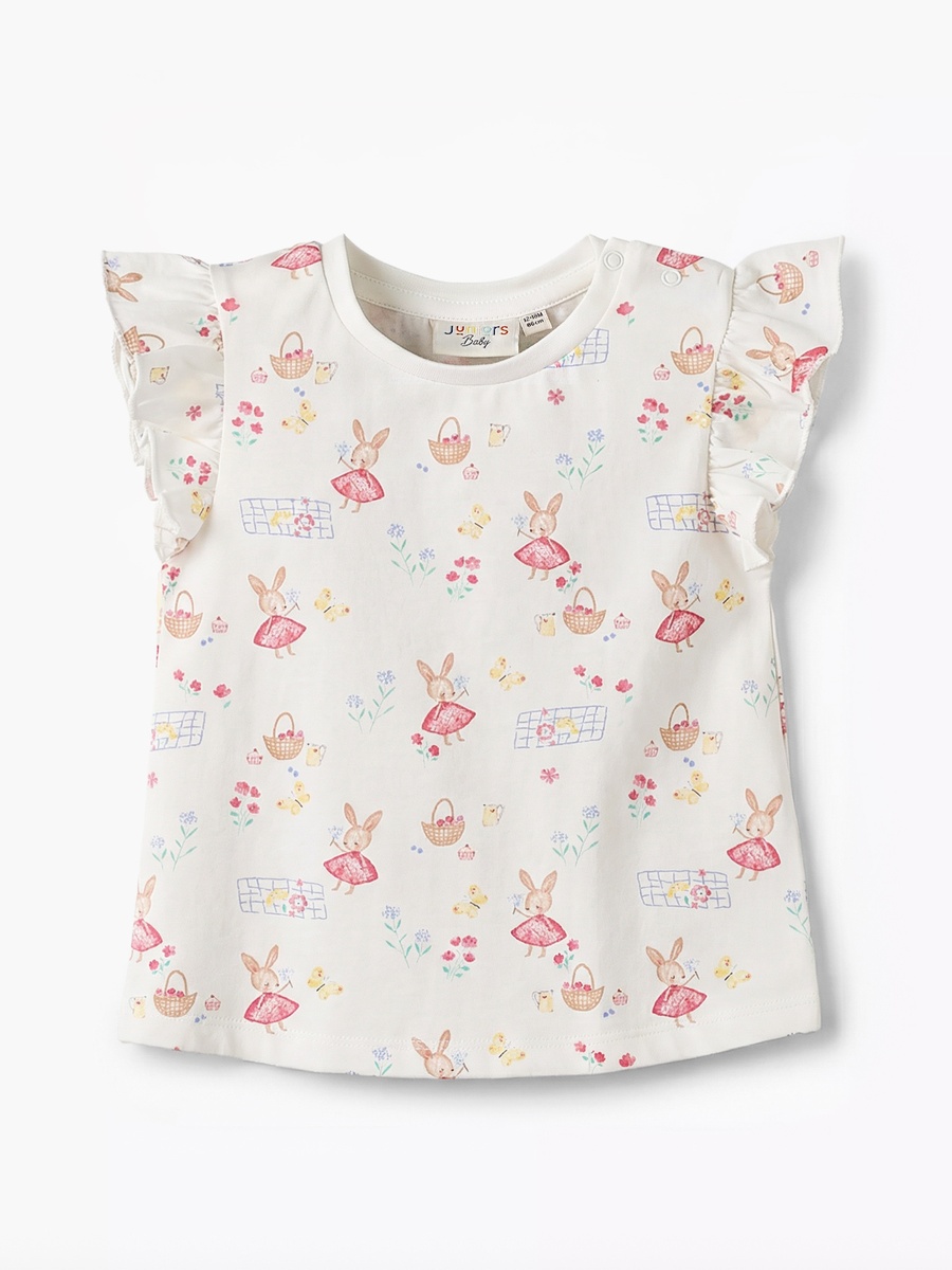 Round Neck Sleeveless T-Shirt with Bunny Print