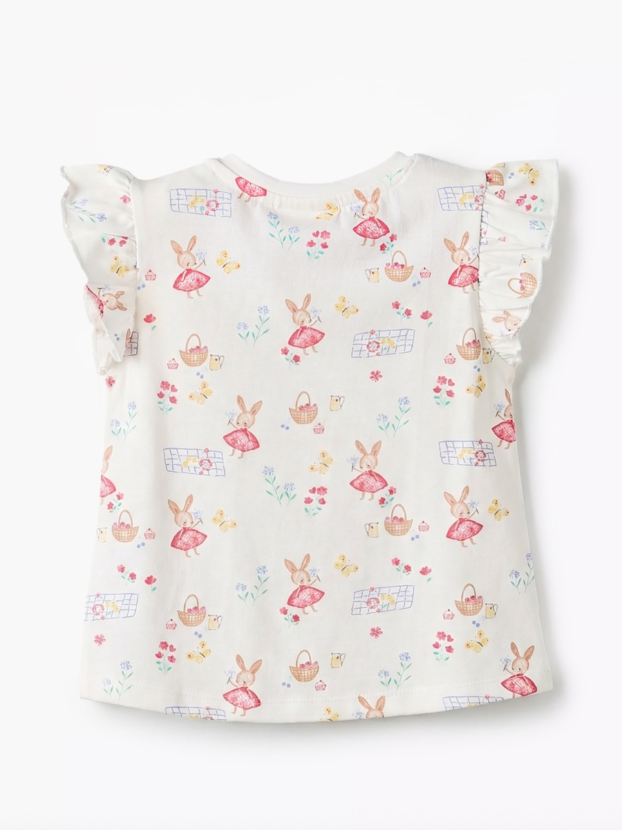 Round Neck Sleeveless T-Shirt with Bunny Print