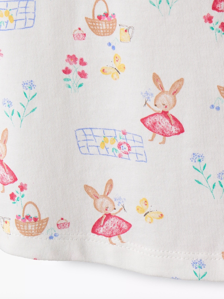 Round Neck Sleeveless T-Shirt with Bunny Print