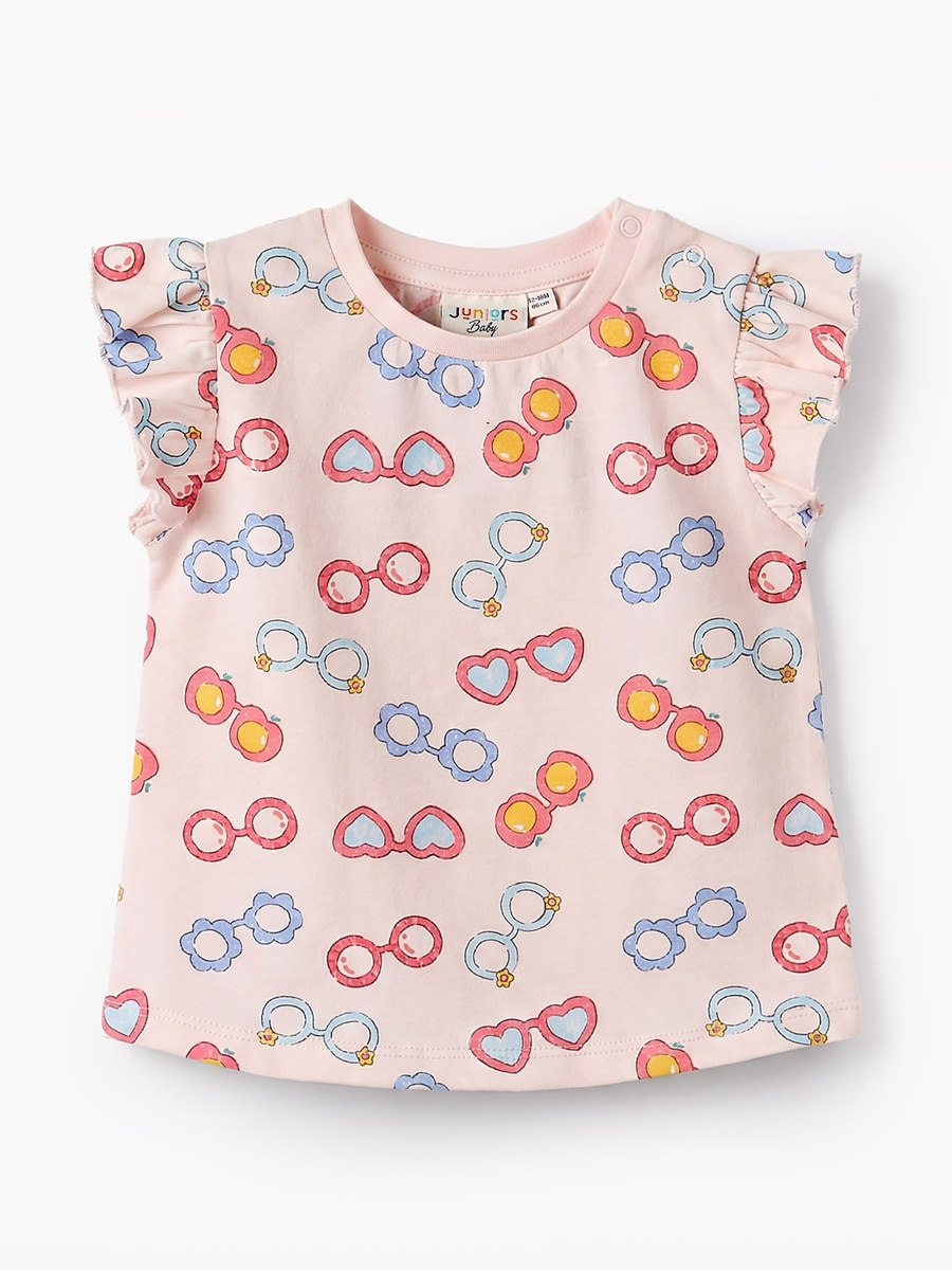 Round Neck Sleeveless T-Shirt with Sunglass Print