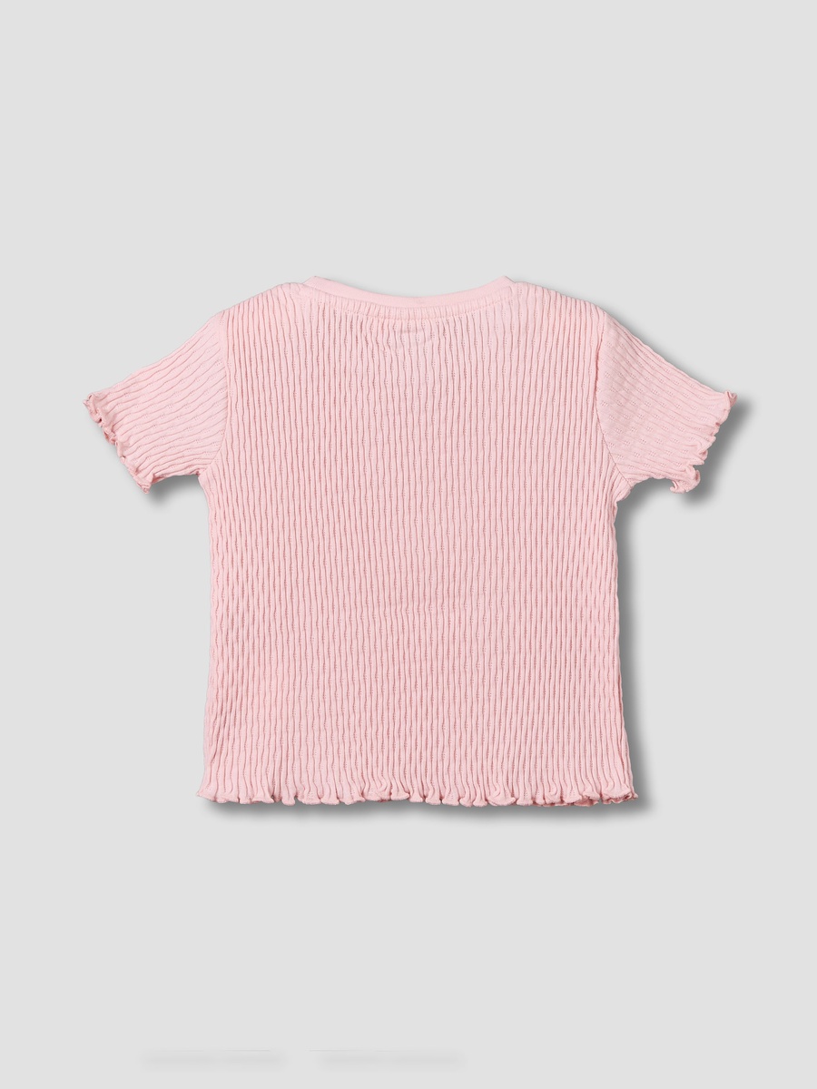 Crew Neck Short Sleeves T-Shirt with Ribbed Design