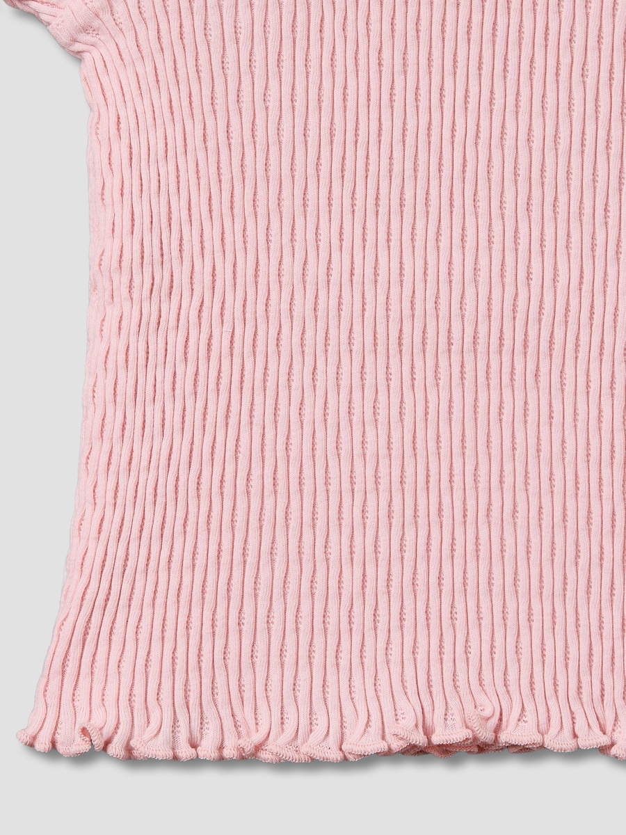 Crew Neck Short Sleeves T-Shirt with Ribbed Design