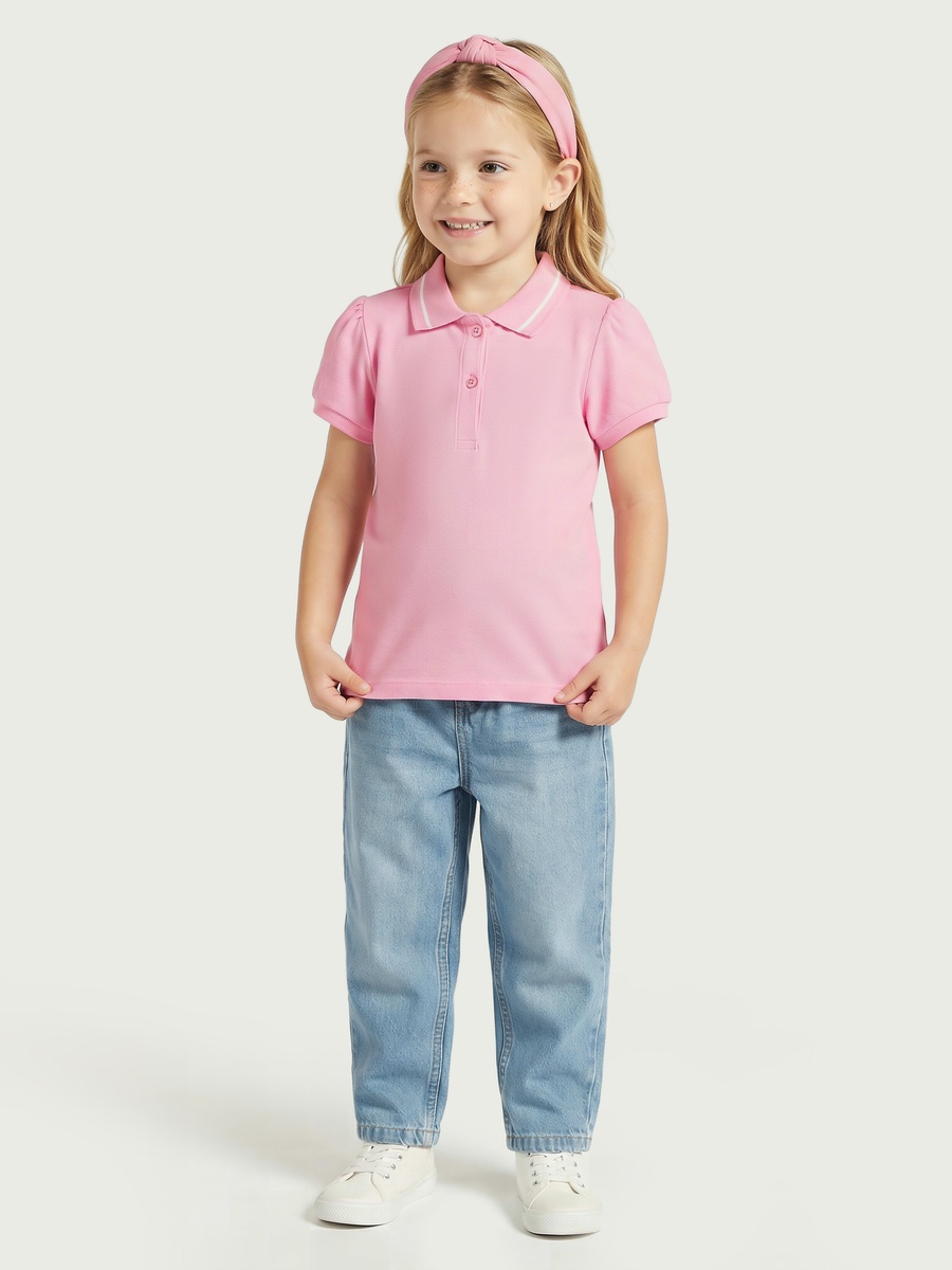 Collared Short Sleeves Polo T-Shirt with Solid Design