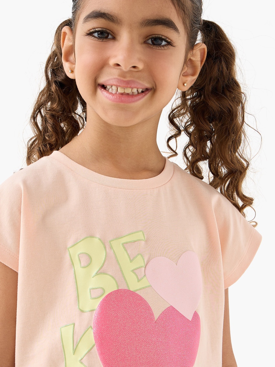 Pack of 2 Round Neck Short Sleeves T-Shirt with Heart Print