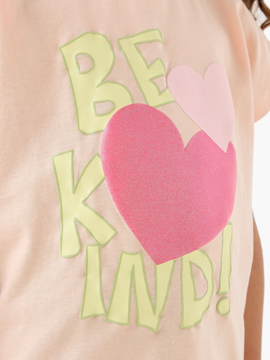 Pack of 2 Round Neck Short Sleeves T-Shirt with Heart Print