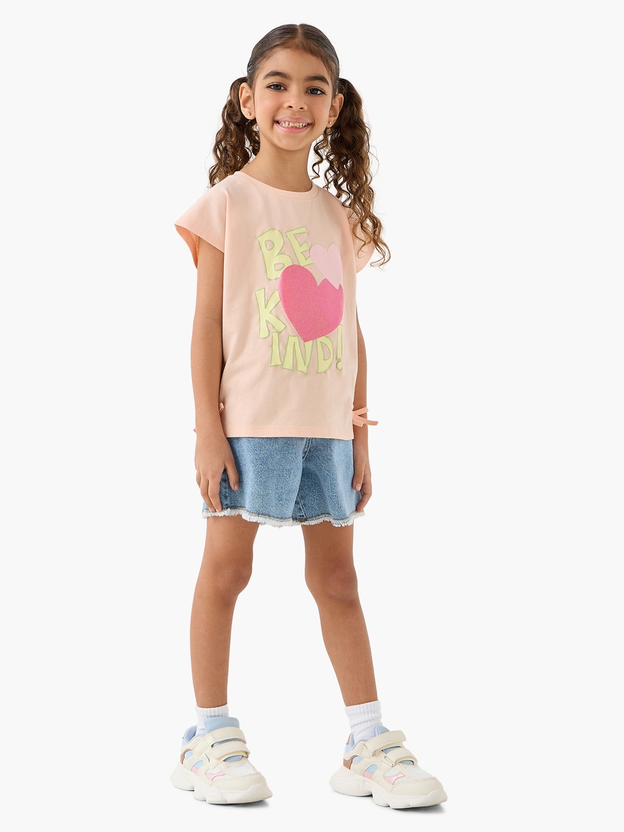 Pack of 2 Round Neck Short Sleeves T-Shirt with Heart Print