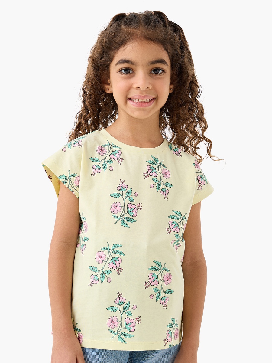 Pack of 2 Round Neck Short Sleeves T-Shirt with Floral Print