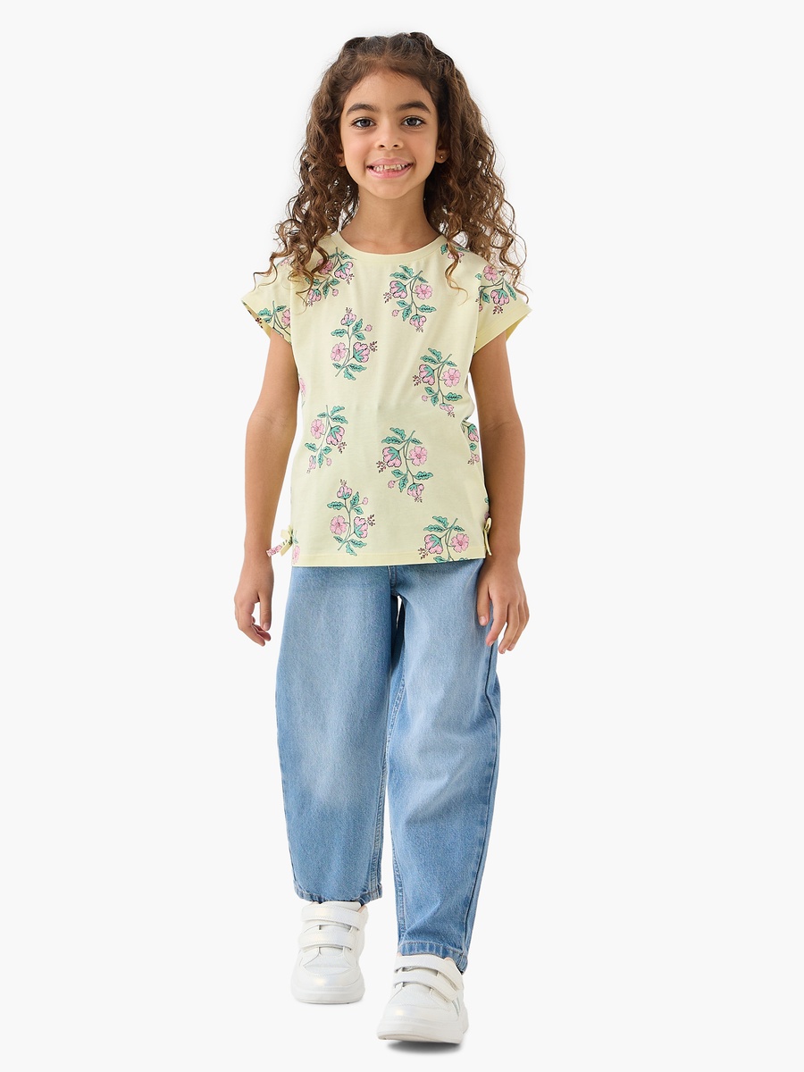 Pack of 2 Round Neck Short Sleeves T-Shirt with Floral Print