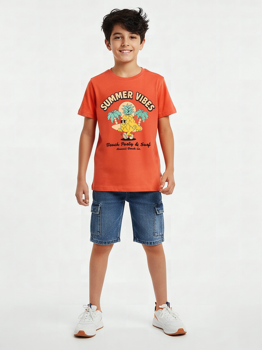 Crew Neck Short Sleeve T-Shirt with Print