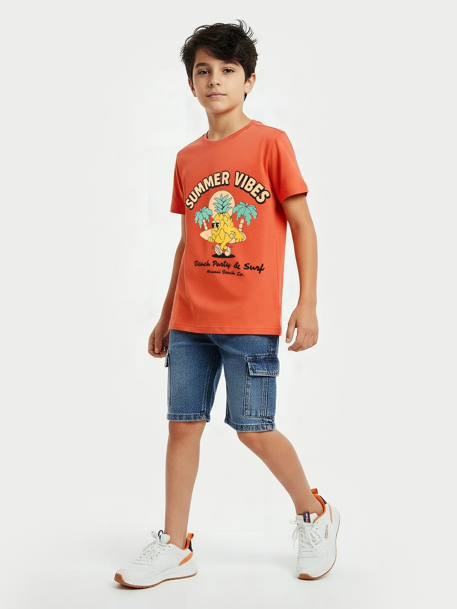 Crew Neck Short Sleeve T-Shirt with Print