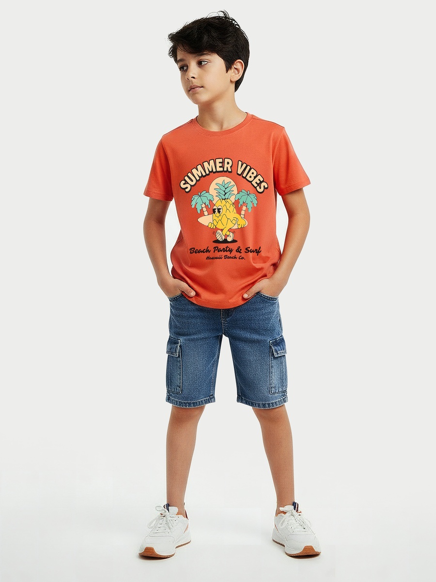Crew Neck Short Sleeve T-Shirt with Print