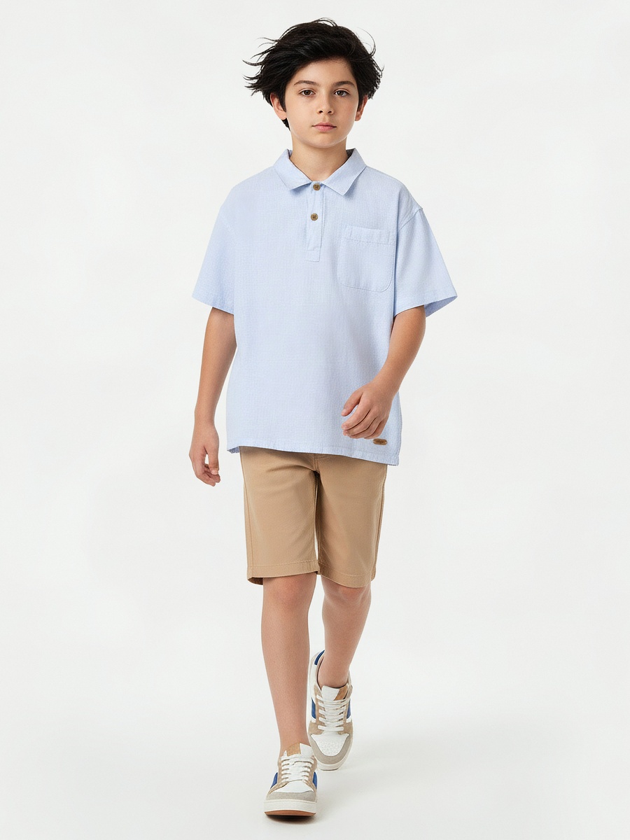 Collared Short Sleeve Polo T-Shirt with Pocket