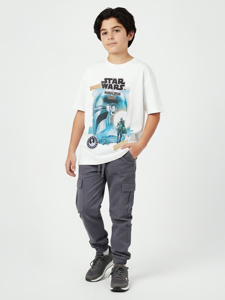 Crew Neck Short Sleeves T-Shirt with Star Wars Print