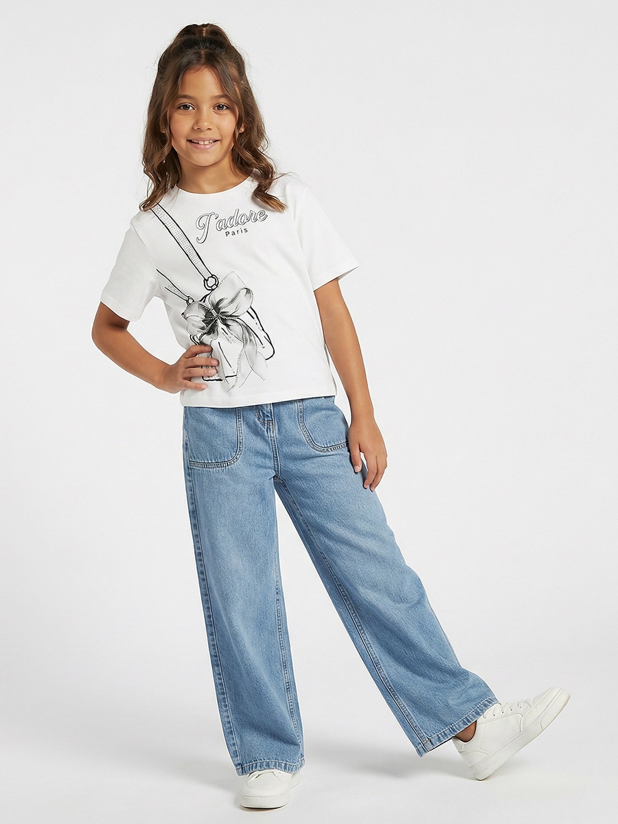 Crew Neck Short Sleeves T-Shirt with Studded Detail