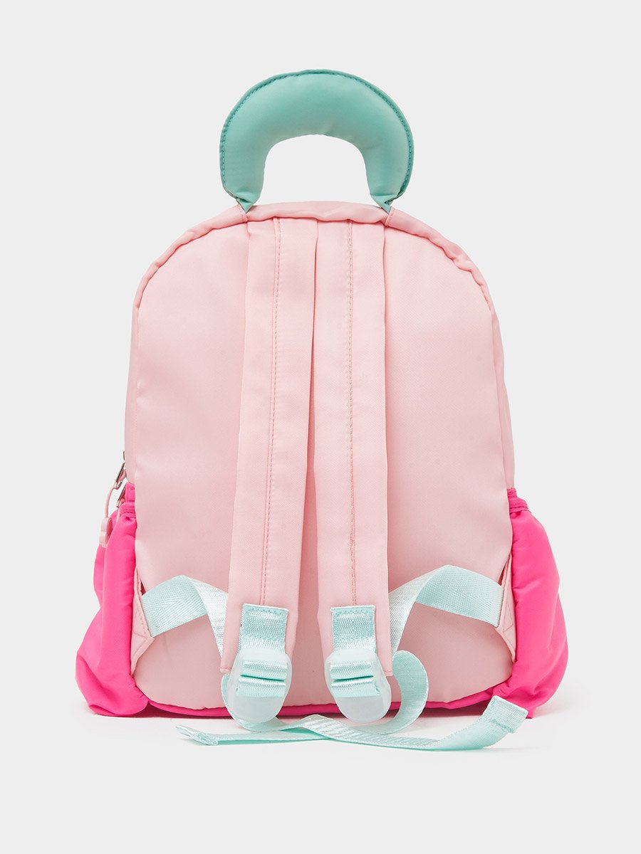 Girls Color Block Backpack with Zip Closure