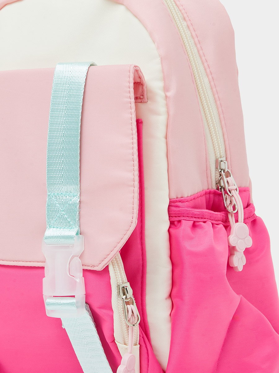 Girls Color Block Backpack with Zip Closure