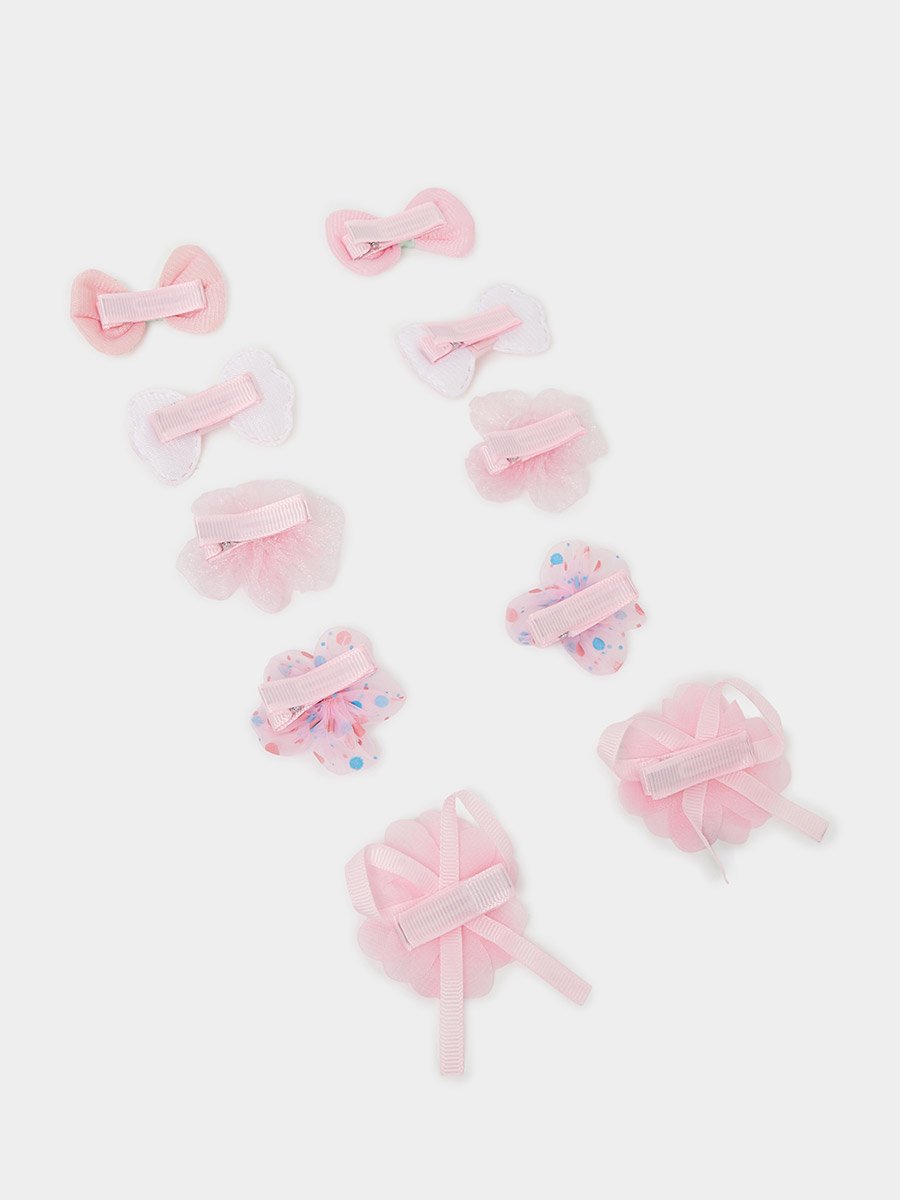 Pack of 10 - Girls Pink Embellished Hair Clips