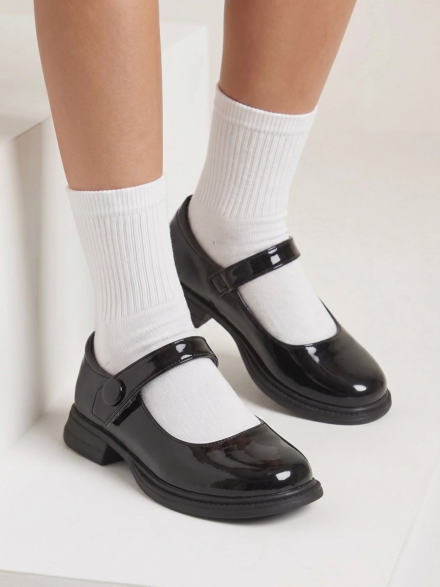 Girls Patent Mary Jane Shoes with Velcro