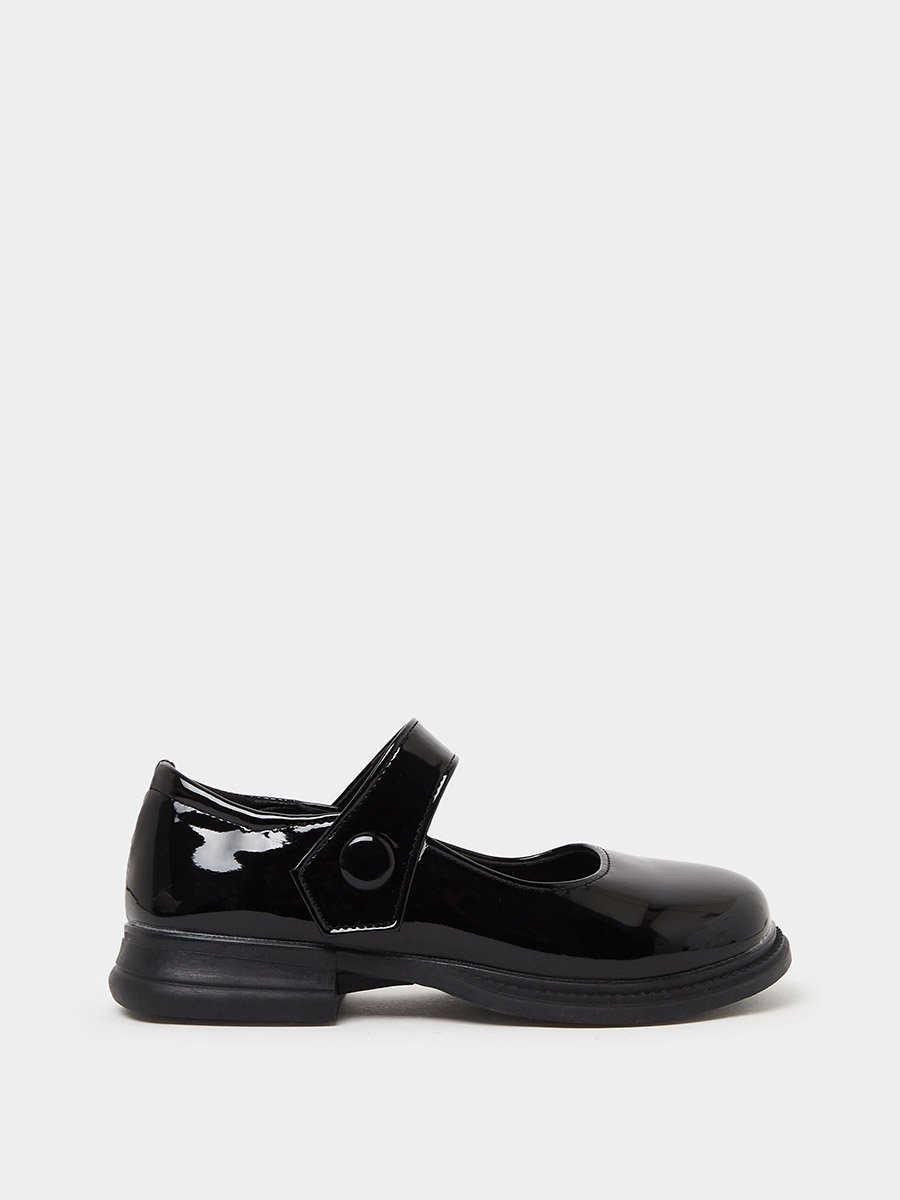 Girls Patent Mary Jane Shoes with Button Detail