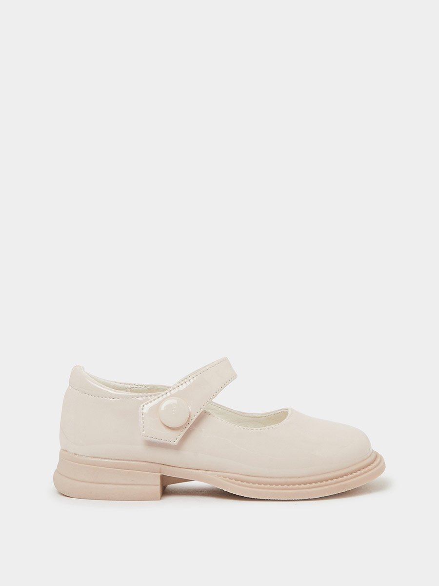 Girls Patent Mary Jane Shoes with Button Detail
