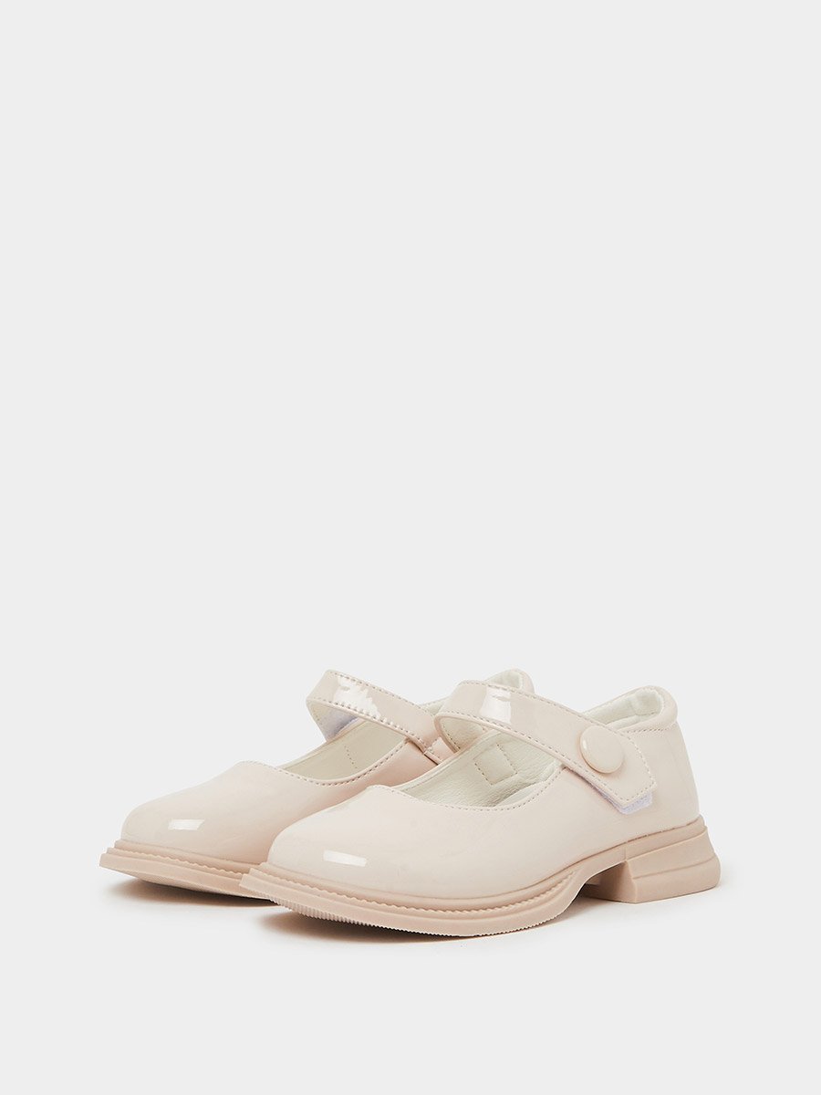 Girls Patent Mary Jane Shoes with Button Detail