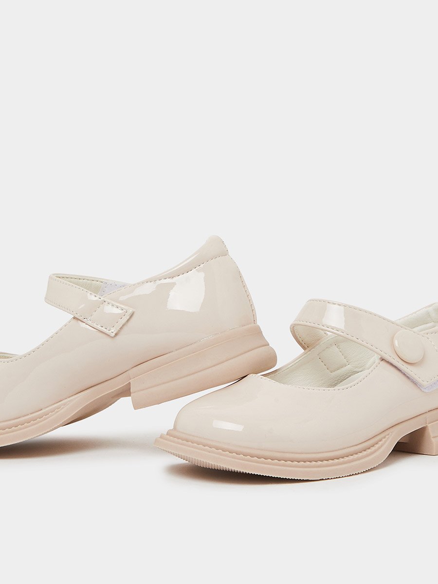 Girls Patent Mary Jane Shoes with Button Detail