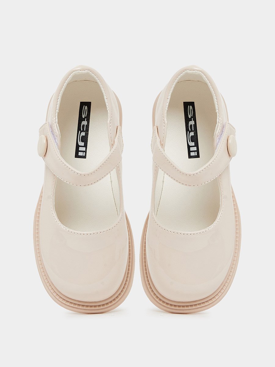 Girls Patent Mary Jane Shoes with Button Detail