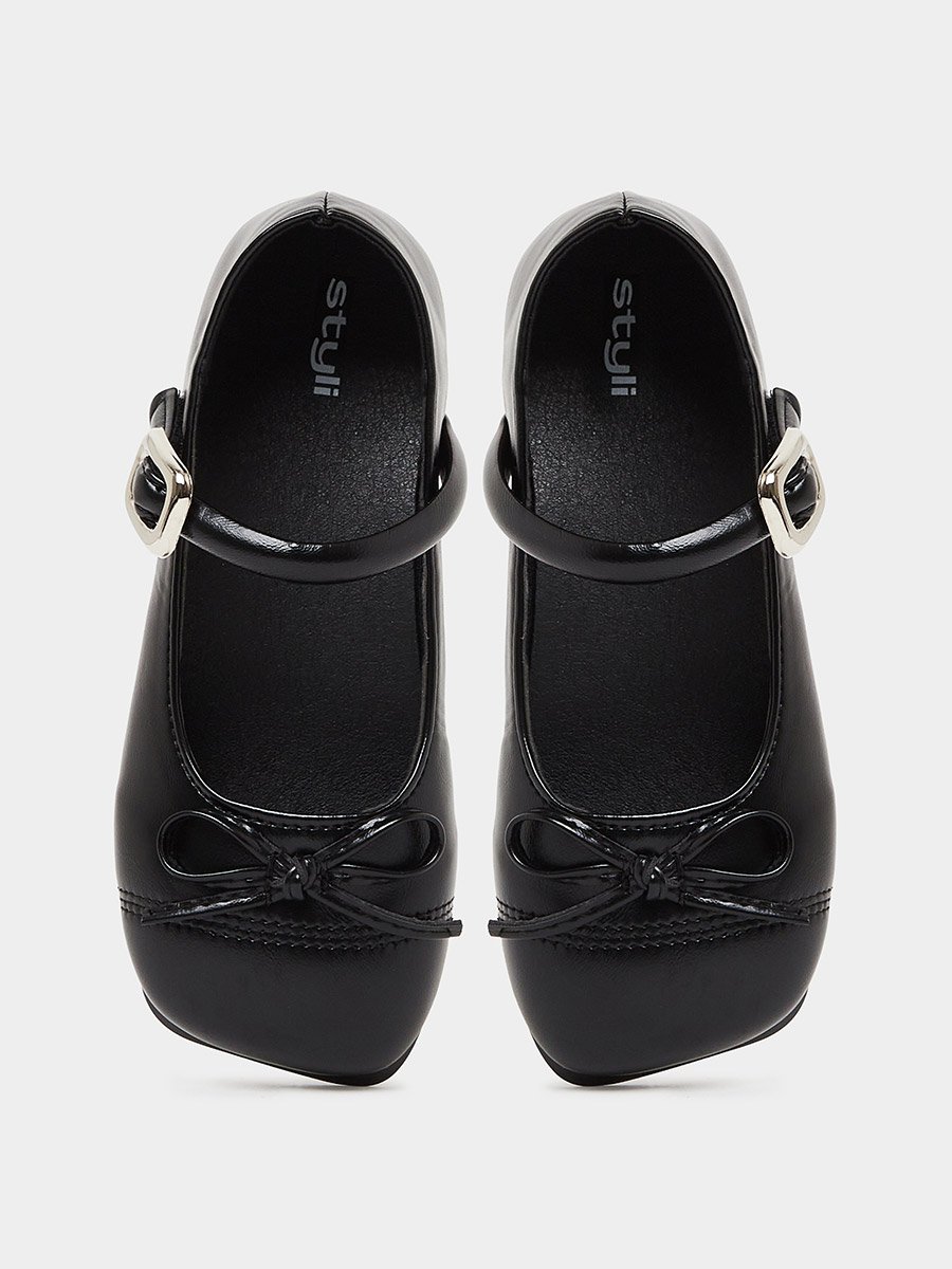 Girls Bow Detail Ballerina Shoes