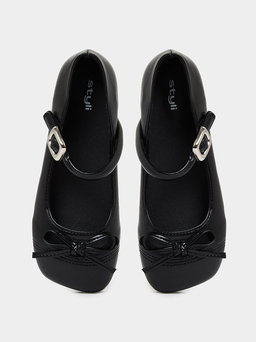 Teen Girls Bow Detail School Shoes
