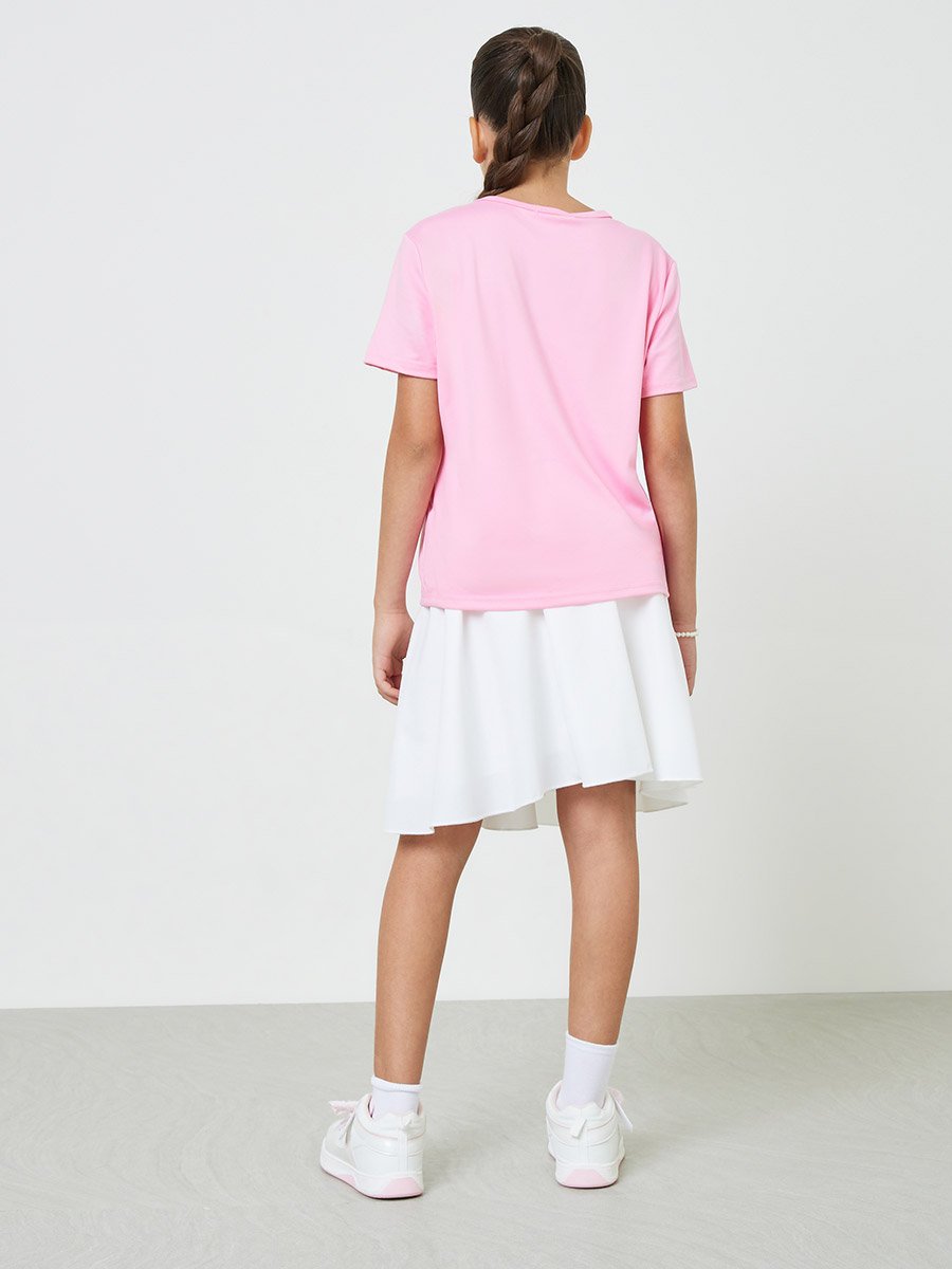 Teens Pink Bow T-Shirt and Knee Length Skirt Set