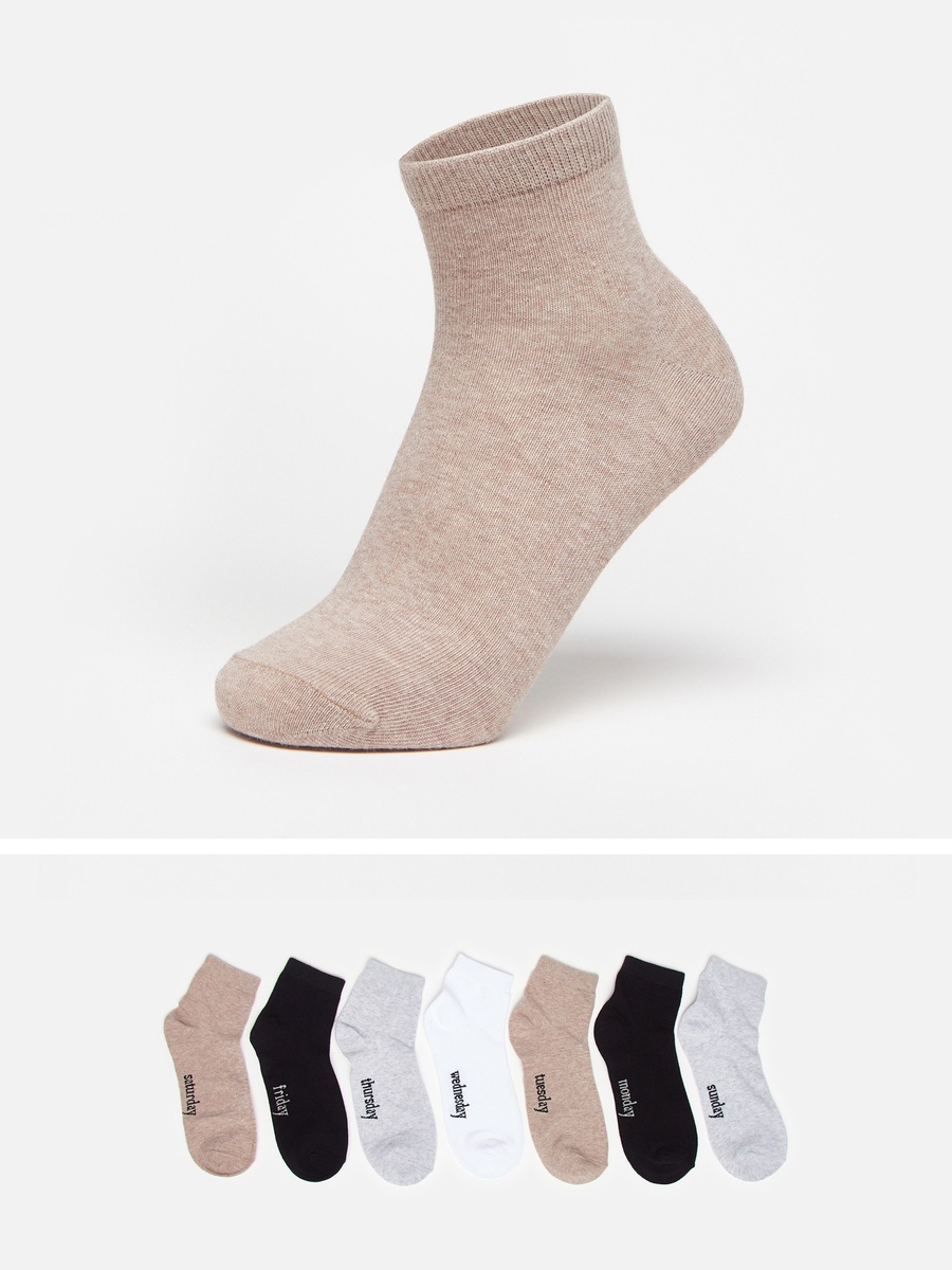 Pack of 7 - Assorted Crew Length Socks