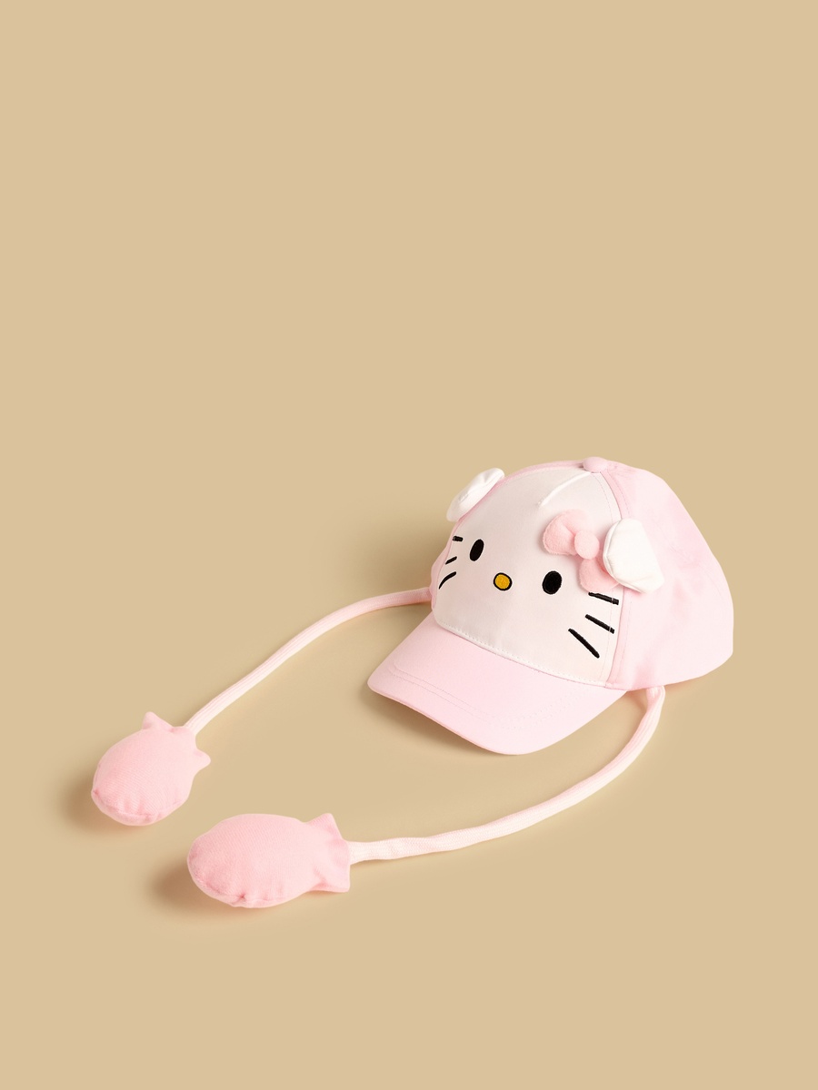 Hello Kitty Embroidered Cap with Hook and Loop Strap Closure