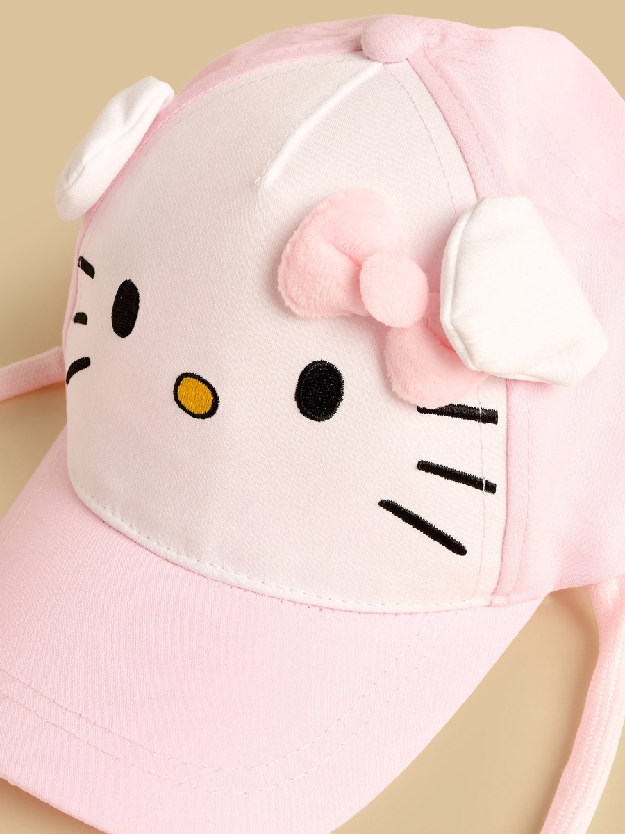 Hello Kitty Embroidered Cap with Hook and Loop Strap Closure