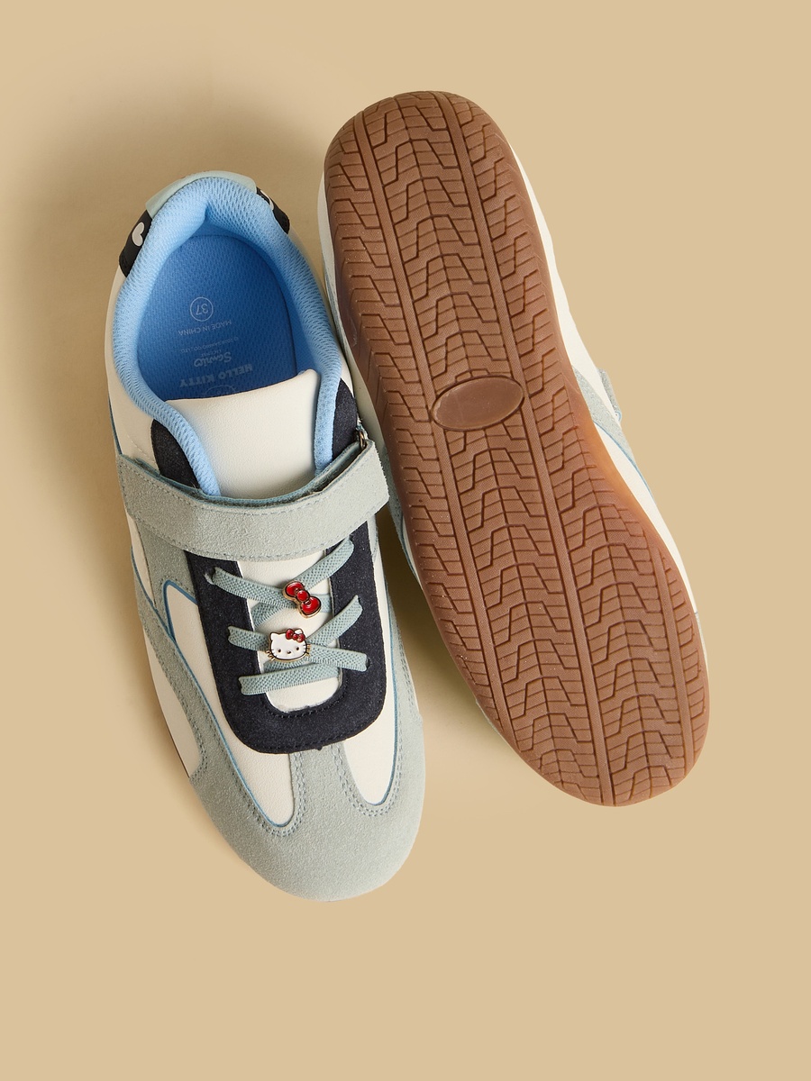 Hello Kitty Print Panelled Sports Shoes with Hook and Loop Closure