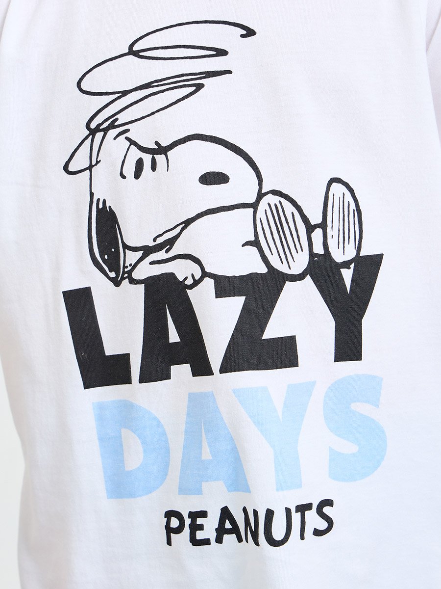 Boys Snoopy Print Short Sleeves T-Shirt and Pyjama Set