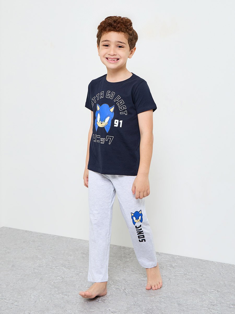 Boys Sonic Print Short Sleeve T-Shirt and Pyjama Set